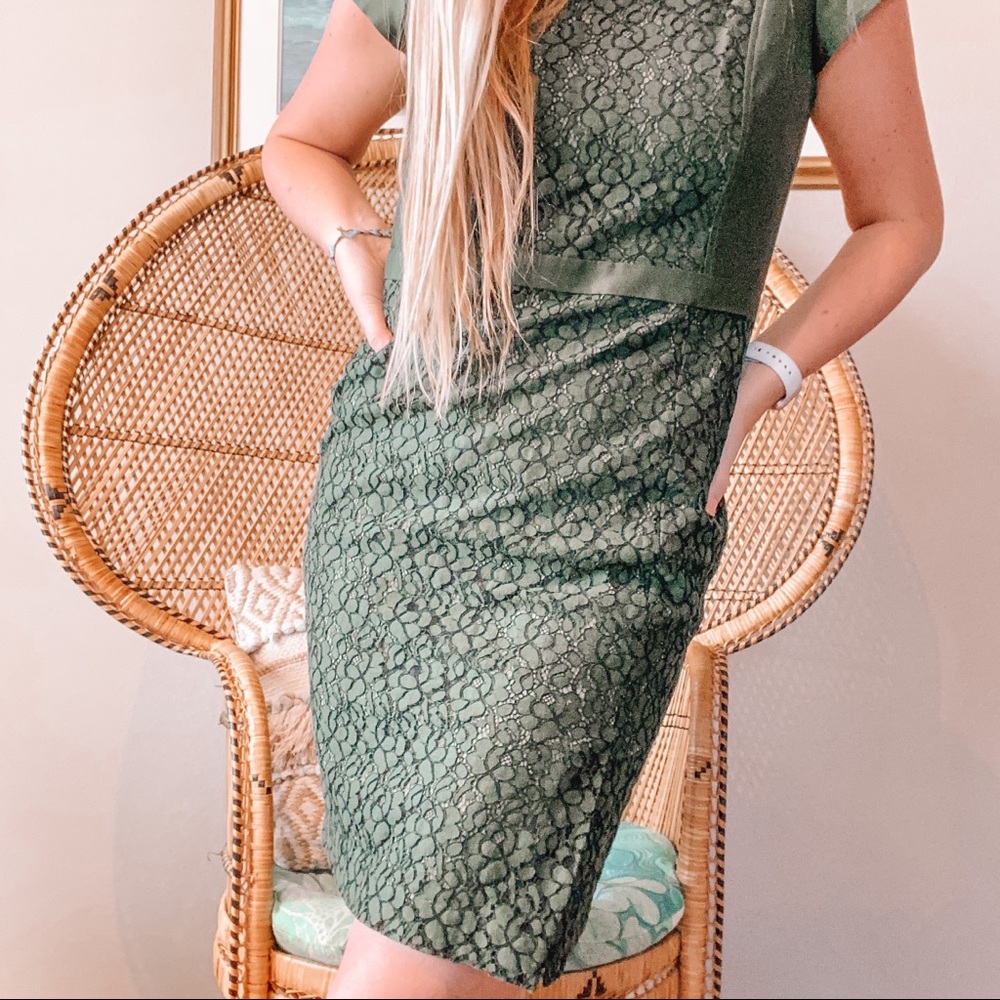 Tory Burch Army Green Lace Cocktail Dress Size 10